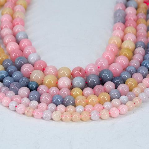 Morganite Beads, Natural Stone Beads, Genuine Stone Loose Beads, Pink Morganite Stone, Round Gemstone Beads for Necklace Bracelet Making