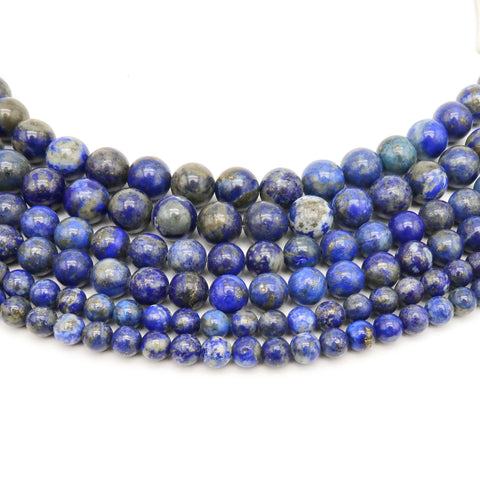 Natural Lapis Lazuli Beads 4mm 6mm 8mm 10mm 12mm Round Loose Beads Natural Lapis Lazuli Gemstone Beads for Bracelets Jewelry Making