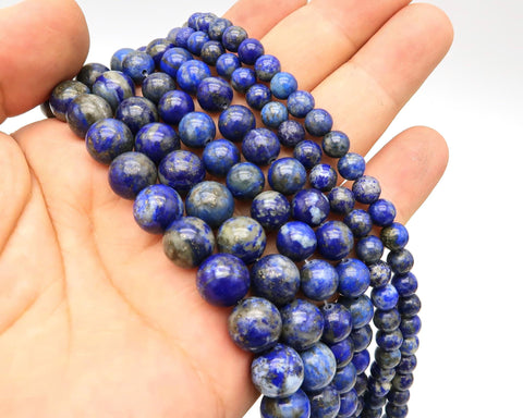 Natural Lapis Lazuli Beads 4mm 6mm 8mm 10mm 12mm Round Loose Beads Natural Lapis Lazuli Gemstone Beads for Bracelets Jewelry Making