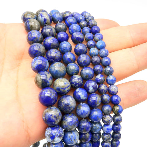 Natural Lapis Lazuli Beads 4mm 6mm 8mm 10mm 12mm Round Loose Beads Natural Lapis Lazuli Gemstone Beads for Bracelets Jewelry Making