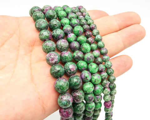 Natural Ruby in Zoisite Beads 4mm 6mm 8mm 10mm Genuine Stone Loose Beads Ruby in Zoisite Gemstones for Bracelets Necklace Jewelry Making