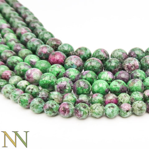 Natural Ruby in Zoisite Beads 4mm 6mm 8mm 10mm Genuine Stone Loose Beads Ruby in Zoisite Gemstones for Bracelets Necklace Jewelry Making