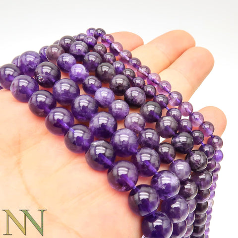 Natural Amethyst Beads 4mm 6mm 8mm 10mm Genuine Stone Loose Beads Natural Deep Purple Amethyst Gemstones for Bracelets Jewelry Making
