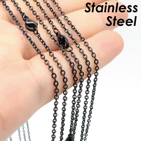 Stainless Steel Necklace Chain Black, Wholesale Black Chain Necklaces for Women Men, Tarnish Free Black Necklace for Jewelry Making