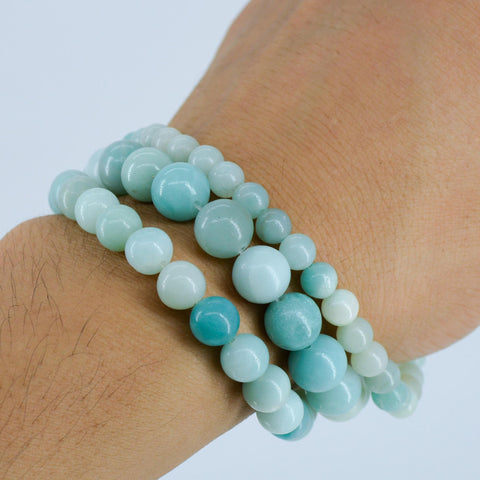 Blue Amazonite Beads, Natural Stone Beads, Genuine Stone Loose Beads, Amazonite Beads,Round Gemstone Beads for Necklace Bracelet Making