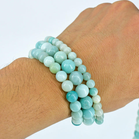 Blue Amazonite Beads, Natural Stone Beads, Genuine Stone Loose Beads, Amazonite Beads,Round Gemstone Beads for Necklace Bracelet Making