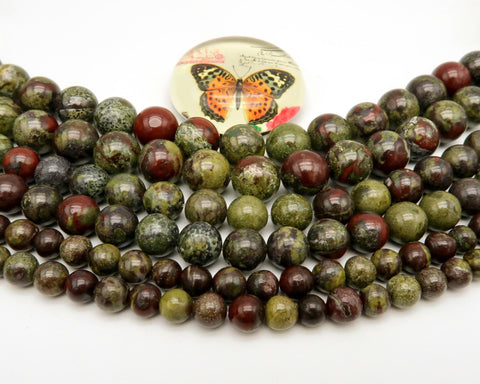 Natural Bloodstone Beads 6mm 8mm 10mm Genuine Dragon Blood Jasper Gemstone Round Stone Loose Beads for Bracelets Neckalce Jewelry Making