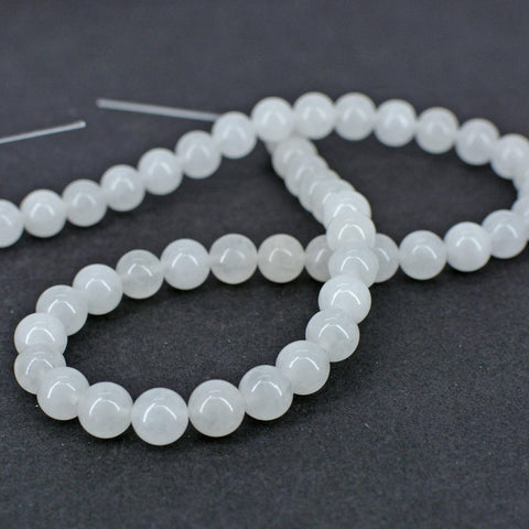 White Jade Beads, Natural Stone Beads, Genuine Stone Beads, White Jade Stone Healing Meditation Gemstone Beads for Necklace Bracelet Making