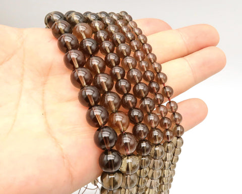 Natural Smoky Quartz Beads 6mm 8mm 10mm Genuine Smoky Quartz Gemstone Round Stone Loose Beads for Bracelets Neckalce Jewelry Making