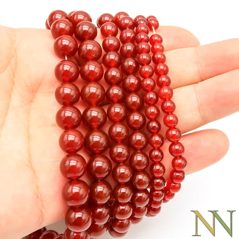 Natural Carnelian Beads 4mm 6mm 8mm 10mm 12mm Round Natural Red Agate Gemstone Genuine Stone Loose Beads for Bracelets Jewelry Making