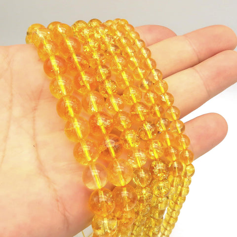 Natural Citrine Beads 6mm 8mm 10mm 12mm Round Yellow Citrine Stone Loose Beads Gemstone for Bracelets Jewelry Making