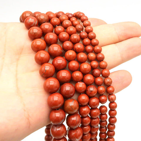 Natural Red Jasper Beads 4mm 6mm 8mm 10mm 12mm Round Natural Red Red Jasper Gemstone Beads for Bracelets Necklace Jewelry Making