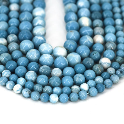 Larimar Beads, Natural Stone Beads, Genuine Stone Beads, Blue Larimar Quartz Beads, Round Gemstone Beads for Necklace Bracelet Making