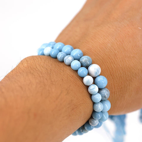 Larimar Beads, Natural Stone Beads, Genuine Stone Beads, Blue Larimar Quartz Beads, Round Gemstone Beads for Necklace Bracelet Making