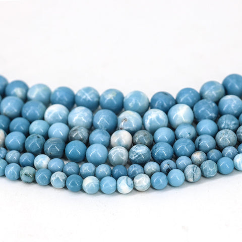 Larimar Beads, Natural Stone Beads, Genuine Stone Beads, Blue Larimar Quartz Beads, Round Gemstone Beads for Necklace Bracelet Making