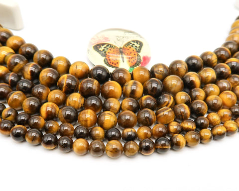 Natural Tiger's Eye Beads 4mm 6mm 8mm 10mm Round High Quality Loose Beads Yellow Tigers Eye Gemstone Beads for Bracelets Jewelry Making