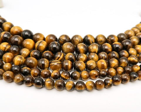 Natural Tiger's Eye Beads 4mm 6mm 8mm 10mm Round High Quality Loose Beads Yellow Tigers Eye Gemstone Beads for Bracelets Jewelry Making