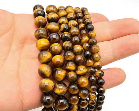 Natural Tiger's Eye Beads 4mm 6mm 8mm 10mm Round High Quality Loose Beads Yellow Tigers Eye Gemstone Beads for Bracelets Jewelry Making