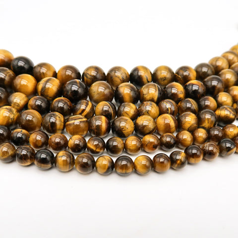 Natural Tiger's Eye Beads 4mm 6mm 8mm 10mm Round High Quality Loose Beads Yellow Tigers Eye Gemstone Beads for Bracelets Jewelry Making