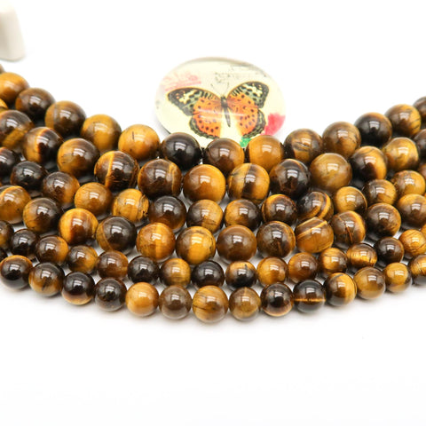 Natural Tiger's Eye Beads 4mm 6mm 8mm 10mm Round High Quality Loose Beads Yellow Tigers Eye Gemstone Beads for Bracelets Jewelry Making