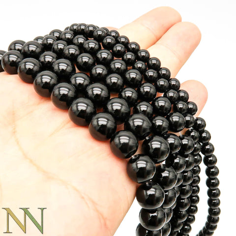 Natural Black Onyx Beads 4mm 6mm 8mm 10mm 12mm Round Natural Black Onyx Gemstones Loose Beads for Bracelets Necklace Jewelry Making