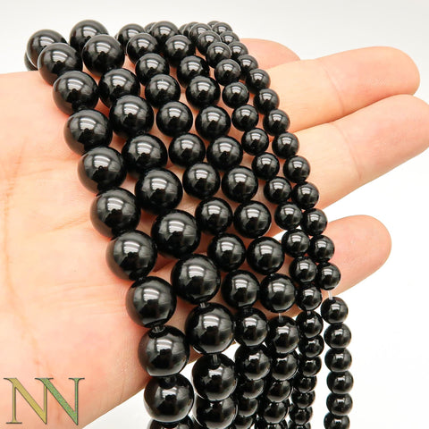 Natural Black Onyx Beads 4mm 6mm 8mm 10mm 12mm Round Natural Black Onyx Gemstones Loose Beads for Bracelets Necklace Jewelry Making