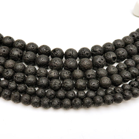 Natural Black Lava Beads 6mm 8mm 10mm Genuine Volcanic Rock Gemstone Round Stone Loose Beads for Bracelets Neckalce Jewelry Making