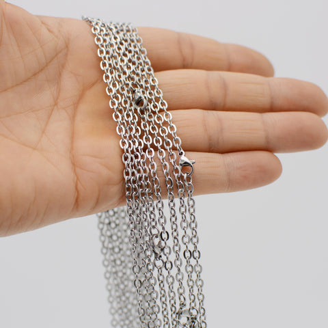 100 x Stainless Steel Necklace for Women or Men, Stainless Steel Chain Necklace Wholesale, Stainless Steel Chain for Jewelry Making