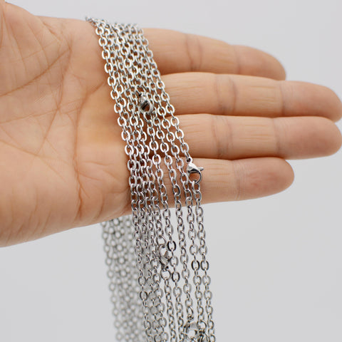 100 x Stainless Steel Necklace for Women or Men, Stainless Steel Chain Necklace Wholesale, Stainless Steel Chain for Jewelry Making