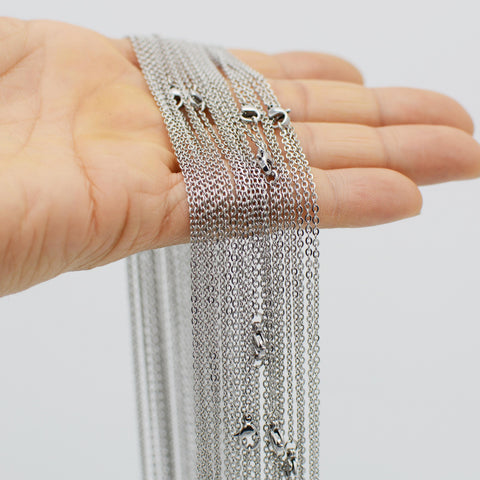 100 x Stainless Steel Necklace for Women or Men, Stainless Steel Chain Necklace Wholesale, Stainless Steel Chain for Jewelry Making