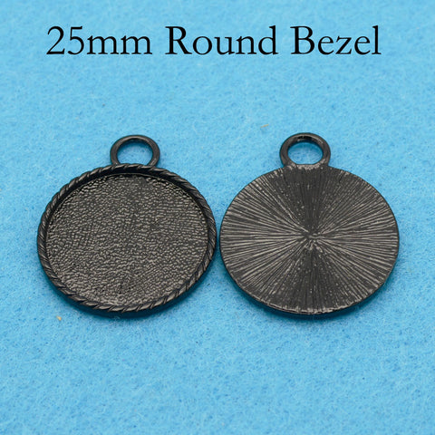 25mm Round Bezel Pendant Blanks, Cabochon Setting, Round Pendant Tray, 25mm Cameo Setting for Jewelry Making