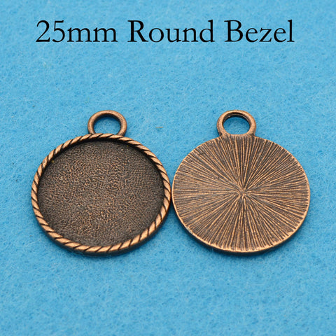 25mm Round Bezel Pendant Blanks, Cabochon Setting, Round Pendant Tray, 25mm Cameo Setting for Jewelry Making