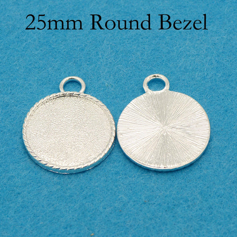 25mm Round Bezel Pendant Blanks, Cabochon Setting, Round Pendant Tray, 25mm Cameo Setting for Jewelry Making