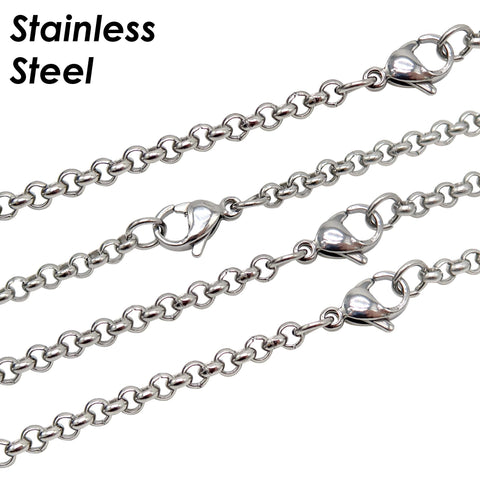 Stainless Steel Chain Necklace, Stainless Steel Rolo Chain Necklace Tarnish Free, Wholesale Stainless Steel Necklace for Women Men