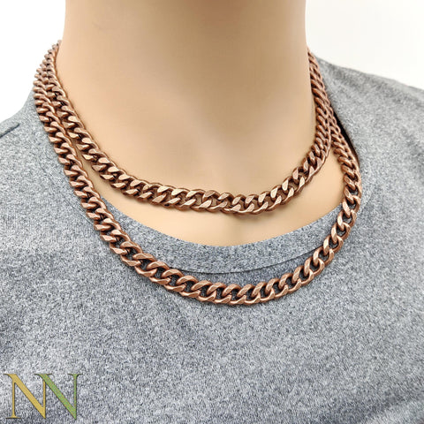 8mm Cuban Necklaces for Men Women, Big Cuban Link Necklace, Stainless Steel Curb Chain Necklace Steel Gold Bronze Copper, Gift for Him Her