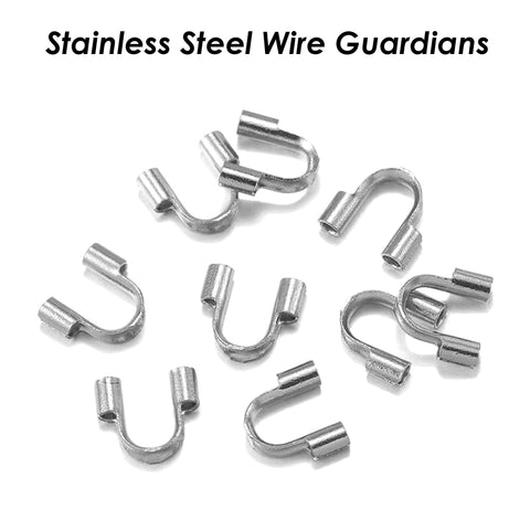 50 x Stainless Steel Wire Guards, Wire Guardians Gold Silver, Wire Protector Loop, Cable Thimble, DIY Jewelry Findings, Beading Supplies