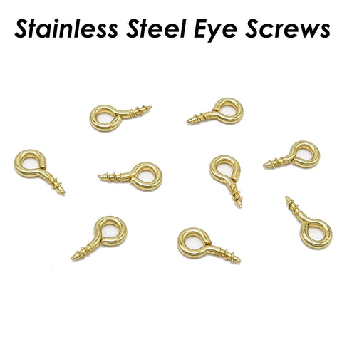 50 x Stainless Steel Eye Screws Gold Silver, Screw Eye Bails, Screw Eye Pin, Eye Pin Bail Peg for Jewelry Making, Jewelry Supplies