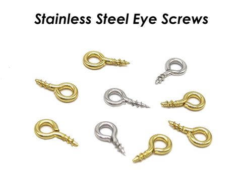 50 x Stainless Steel Eye Screws Gold Silver, Screw Eye Bails, Screw Eye Pin, Eye Pin Bail Peg for Jewelry Making, Jewelry Supplies