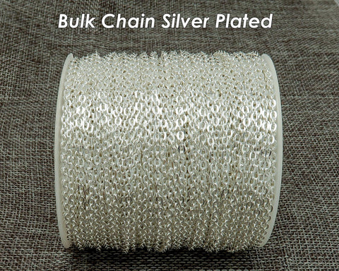 30 Feet- Bulk Chain for Jewelry Making, Cable Link Chain by Spool by Yard - Silver Bronze Copper Gunmetal 14K Gold Chain for Women Necklace