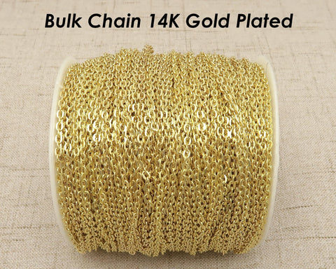 30 Feet- Bulk Chain for Jewelry Making, Cable Link Chain by Spool by Yard - Silver Bronze Copper Gunmetal 14K Gold Chain for Women Necklace