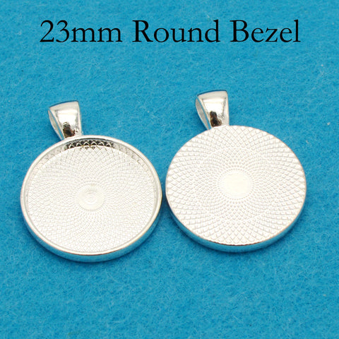 23mm Round Pendant Tray, 7/8 Inch Pendant Blanks, 23mm Round Bezel Cup, 23mm Cabochon Setting Base for Jewelry Making