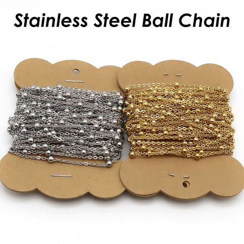 Stainless Steel Satellite Bead Chain Gold Silver, Cable Chain with Large Beads, Ball Chain, Bulk Stainless Steel Chain for Jewelry Making