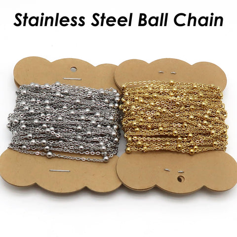 Stainless Steel Beaded Chain Gold Silver, Satellite Chain Chain with Large Beads, Ball Chain, Bead Chain for Jewelry Making