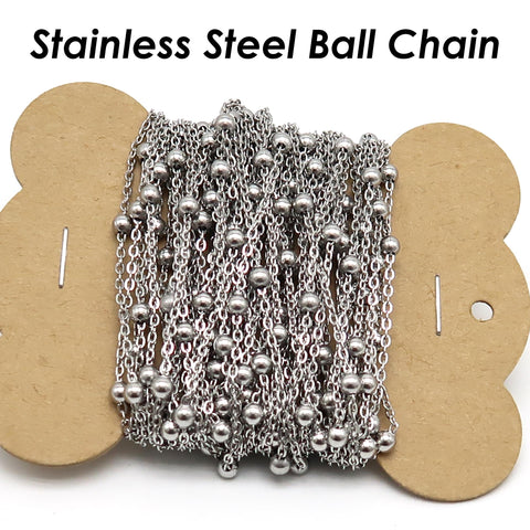 Stainless Steel Beaded Chain Gold Silver, Satellite Chain Chain with Large Beads, Ball Chain, Bead Chain for Jewelry Making