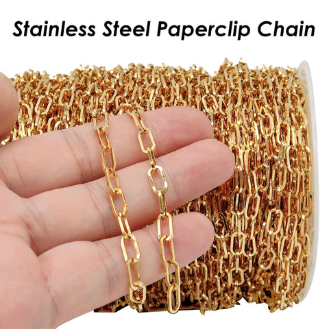 Paperclip Bracelet Stainless Steel Paper clip Bracelet Gold Silver Chain Bracelet, Stainless Steel Bracelet for Women or Men