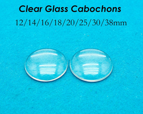 10/50 Pieces - Clear Glass Cabochons Oval Square Round 10 12 14 16 18 20 22 23 25 30 35 38mm Glass Pieces for Jewelry Making