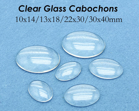 10/50 Pieces - Clear Glass Cabochons Oval Square Round 10 12 14 16 18 20 22 23 25 30 35 38mm Glass Pieces for Jewelry Making