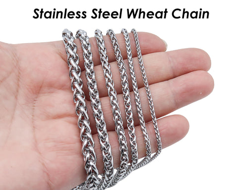 Stainless Steel Wheat Chain Gold Silver, Round Franco Chain, Braid Chain, Handbag Chain, Bulk Stainless Steel Chain for Jewelry Making