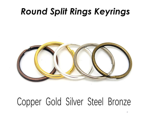 Bulk Wholesale Key Rings, Circle Keyring Split Ring, Keychain Supplies, 25mm Round Keyrings for Key Chain - Silver Bronze Copper Gold