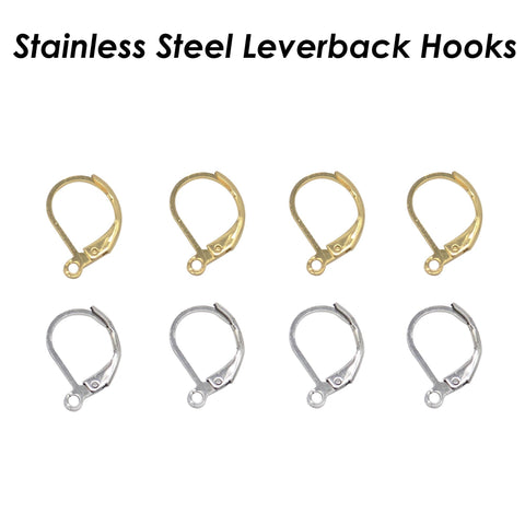 50 x Stainless Steel Leveback Ear Wires, Lever Back Earring Hooks Earwires, Hypoallergenic Earring Hooks Jewelry Supplies